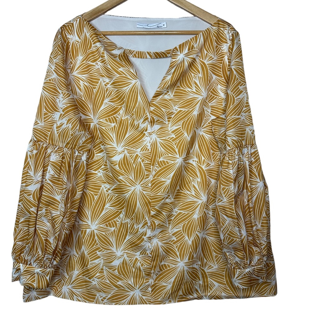 ANTHROPOLOGIE XL ByEgreis Doris Vacation Floral Long Sleeve Boxy Bateau Neck Top